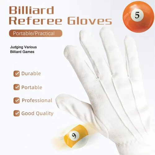 Miniatura 2 de CRICAL Guantes de billar Competición Árbitro Guantes Blanco 2PCS Billar Billar Cómodo Accesorios Profesionales