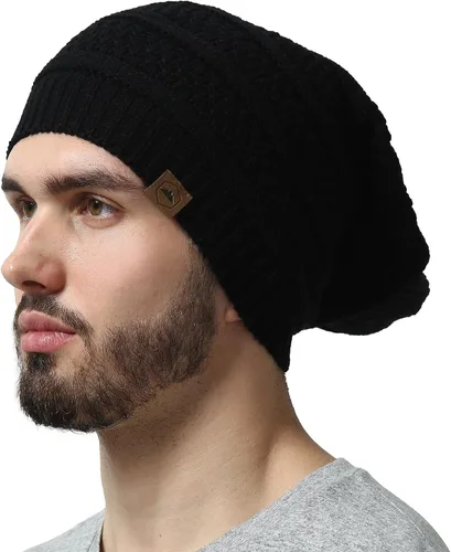 Slouchy Cable tejido Gorro de lana por Tough Headwear – Gorro de lana de gran tamaño Sombreros Gorros Graves Sombreros Para Hombres y Mujeres –