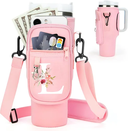Miniatura 18 de Initial Water Bottle Holder with Strap for Stanley Cup Accessories 40 oz/Simple Modern Tumbler, Birthdays for Women Girls, Water Bottle Carrier Bag