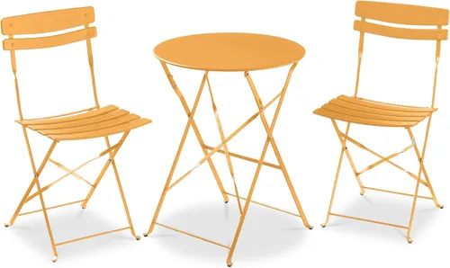 Miniatura 12 de Best Choice Products Juego de 3 piezas de bistró, diseño plegable que ahorra espacio, acero sólido, juego de muebles de patio al aire libre con 2