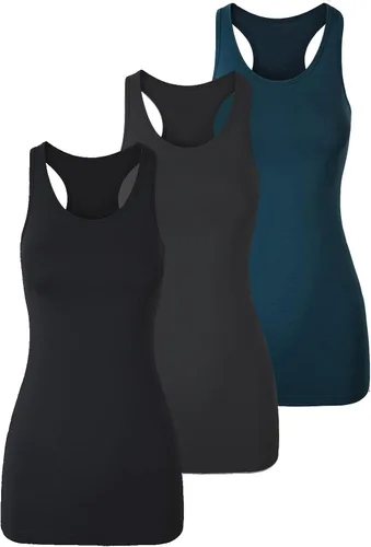 Miniatura 9 de TAIPOVE Camisetas largas sin mangas para mujer de algodón para capas con espalda cruzada extra largas para ropa deportiva, paquete de 3