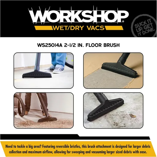 Miniatura 4 de WORKSHOP Wet/Dry Vacs Cepillo para piso, de 1-7/8 pulgadas, para aspiradora en seco o húmedo, para tienda.