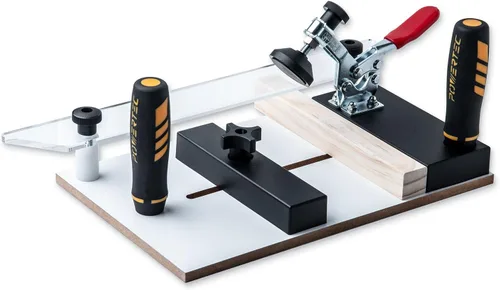 POWERTEC Trineo de corredera para mesas de enrutador, trineo de ajuste para enrutador, corte preciso para juntas de puertas de gabinete, frentes de