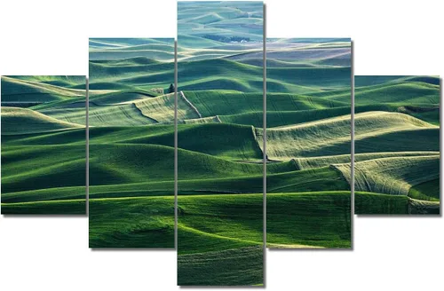 Miniatura 37 de TUMOVO Lienzo decorativo para pared de sala de estar, 5 paneles de naturaleza, Alaska, Estados Unidos, autopista alrededor de montañas, paisaje