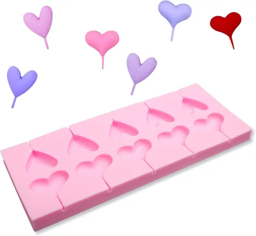Miniatura 7 de Moldes de silicona de chocolate con forma de corazón, 2 paquetes de 10 cavidades para dulces de San Valentín para decoración de pasteles de boda
