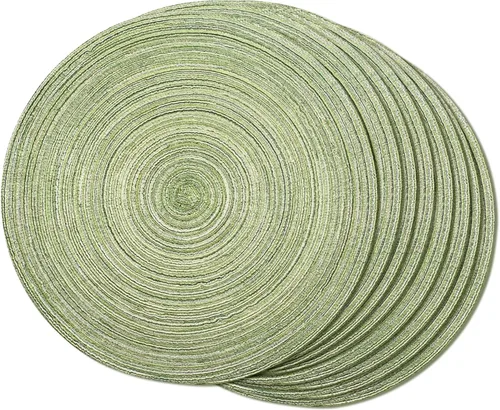 Miniatura 34 de FunWheat Juego de 4 manteles individuales redondos trenzados para mesas de comedor, manteles tejidos resistentes al calor, 15 pulgadas