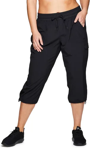 RBX Active - Pantalón capri tipo cargo para mujer, talla grande, ligero, tejido con cordón