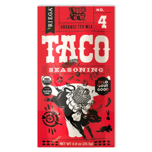 Riega Condimento orgánico para tacos, mezcla perfecta de especias Tex Mex para martes de tacos y chile (Taco, 0.9 onzas (paquete de 1))