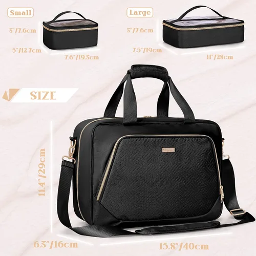 Miniatura 5 de Estuche de viaje profesional para artista de maquillaje con 4 bolsas de cosméticos desmontables, bolsa organizadora de maquillaje grande con sección