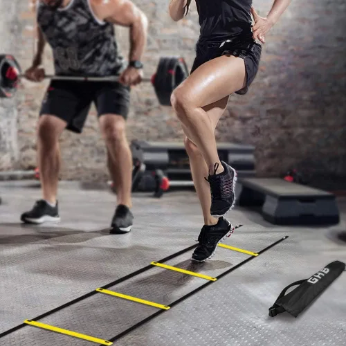 Miniatura 7 de GHB Agility Ladder Speed Training Ladder Workout Ladder with 6 or 10 Cones 12 Rung 20ft with Resistance Parachute Amarillo-6 conos