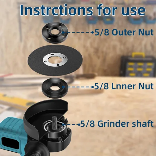Miniatura 3 de Juego de 7 llaves de amoladora angular y amoladora angular, tuercas de bloqueo de metal de brida 5/8-11, compatibles con Dewalt, Milwaukee, Makita1