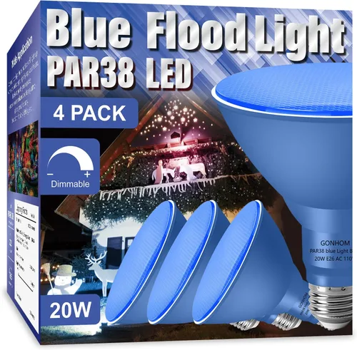 Miniatura 17 de Gonhom PAR38 - Luces de inundación para exteriores, bombillas LED regulables, 20 W (equivalente a 200 W), base E26, porche al aire libre, Rojo