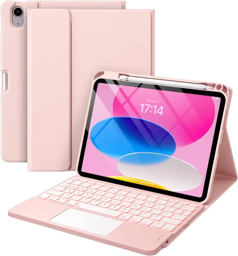 Miniatura 15 de Harvopu Funda compatible con iPad de 11ª y 10ª generación con teclado, funda tipo folio con soporte para lápices, trackpad multitáctil, Azul marino