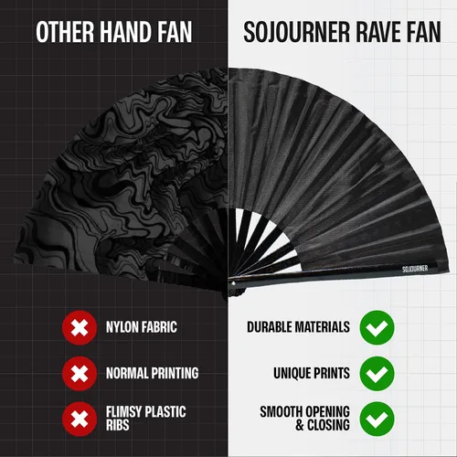 Miniatura 75 de SoJourner Bags Rave Fan – Ventilador plegable grande – Ventilador de mano Clack para raves, Halloween, Burlesque, trajes de arcoíris para mujeres