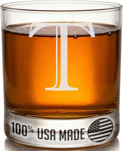 Miniatura 8 de Monograma grabado de cristal de whisky Rocks de 11 onzas (letra S), regalos de bourbon personalizados de la A-Z para hombres, día del padre, vidrio