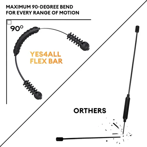 Miniatura 4 de Yes4All Flex Bar, Elastic Fitness Bars with Strong Fiberglass & TPE Material, 2in1 Functional Exercise Bar, 9.5 inch Comfortable Grip, High