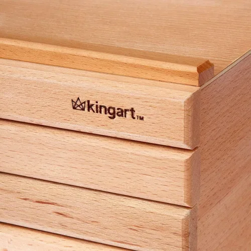 Miniatura 12 de KINGART Caja de almacenamiento de madera con 6 cajones para artistas, 15-3/4 pulgadas de ancho x 10 pulgadas de profundidad x 6-1/2 pulgadas