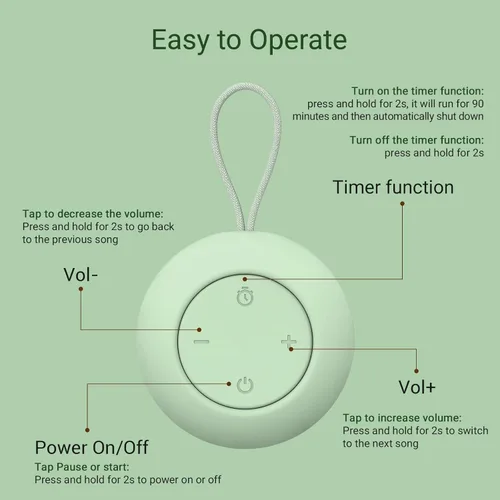 Miniatura 7 de Máquina de Sonido Portátil para Bebés [Ruido Blanco para Bebés Niños Adultos][Función de Temporizador][12 Sonidos Relajantes][Boombox para Dormir]