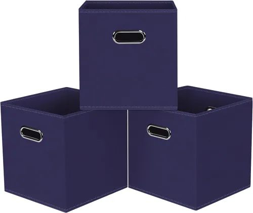 Miniatura 27 de Cubos de Almacenamiento Plegables Negros, Cajas de Almacenamiento de Tela, Organizadores de Cubos con Asas Duales para Organizador del Hogar, Juego