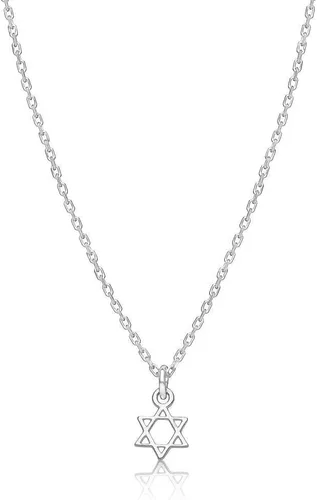 Alef Bet by Paula Tiny Jewish Star of David Necklace