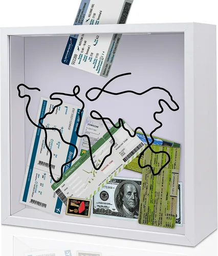 Miniatura 12 de ZEEYUAN Caja de archivo de aventura de viaje de 12 x 12 pulgadas, regalo para papá, regalo de esposa, hija e hijo, caja de sombra de memoria