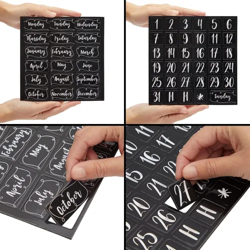 Miniatura 8 de Juvale Números magnéticos para calendario de pizarra blanca, color negro, 50 piezas, imanes de números de calendario y días y meses magnéticos