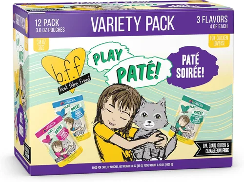 Miniatura 18 de Weruva B.F.F. Play - Best Feline Friend Paté Lovers, Aw Yeah!, Paté Partay! Paquete variado, bolsa de 3 onzas (paquete de 12)