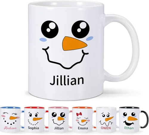 Miniatura 10 de COLBEAR Tazas de Navidad con nombre personalizado, taza de café de Navidad para niños, taza de chocolate caliente, taza de cacao caliente, taza