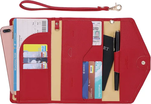 Miniatura 2 de Zoppen - Billetera y porta pasaporte y documentos de viaje (Ver.5) para mujer con bloqueo Rfid y correa para la muñeca