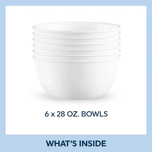 Miniatura 6 de Corelle Vitrelle - Juego de vajilla de servicio de 18 piezas para 6 piezas, color blanco escarcha de invierno y Vitrelle de 28 onzas, juego de 6