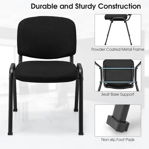 Miniatura 5 de COSTWAY Juego de 8 sillas de sala de espera, sillas de conferencias apilables con asiento y respaldo tapizados, sillas ergonómicas de recepción
