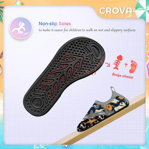 Miniatura 4 de CROVA Zapatos de agua para niños, calcetines acuáticos de secado rápido, antideslizantes, zapatos deportivos para niños y niñas pequeños