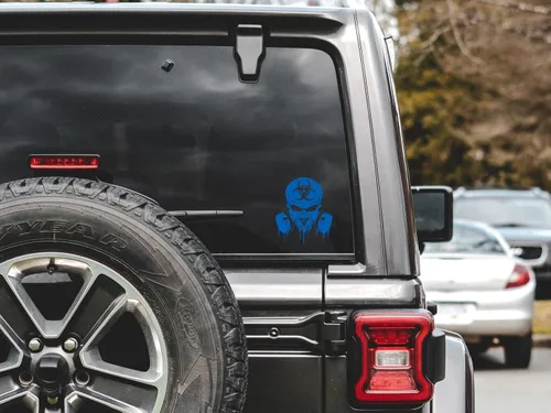 Miniatura 6 de ABlu URI349-AB - Calcomanía de vinilo para respirador de riesgo biológico con diseño de calavera para autos, camiones, SUV, motocicletas, ventanas