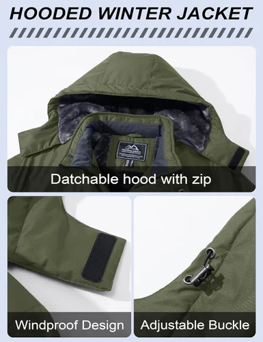 Miniatura 4 de MAGCOMSEN - Abrigos de invierno para hombre, impermeables, con forro polar, parka, con capucha, para esquiar, senderismo, trabajo
