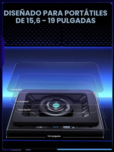 Miniatura 5 de llano V12 - Almohadilla de refrigeración para laptop, soporte enfriador para laptop con potente ventilador turbo de 5.5 pulgadas, velocidad