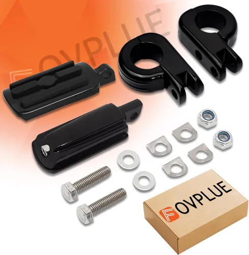 Miniatura 7 de FOVPLUE Estriberas de carretera de 1.25 pulgadas, reposapiés ajustable con abrazaderas P de montaje para Harley Touring Softail Dyna Sportster Honda