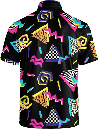 Miniatura 62 de Camisa de golf de los años 80 para hombre, ajuste seco, manga corta, estampada, divertidas, camisas de golf de los años 90 para hombre