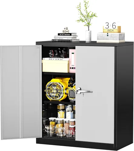 Miniatura 13 de Greenvelly Armario de metal, archivador de almacenamiento con bloqueo de 36 pulgadas con puertas y estantes para oficina, hogar, gimnasio, escuela