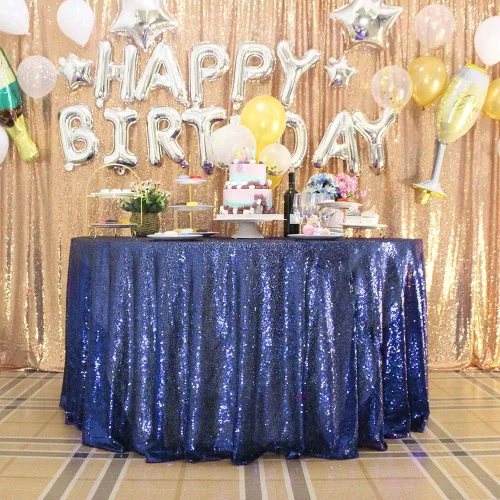 Miniatura 69 de JYFLZQ Mantel de lentejuelas azul bebé de 50 pulgadas, pequeño, redondo, brillante, para boda, fiesta de cumpleaños, baby shower