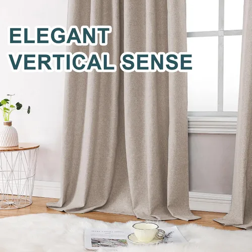 Miniatura 5 de FantasDecor Cortina de lino natural de 84 pulgadas de largo para dormitorio, sala de estar, bolsillo para barra, cortinas con aislamiento térmico