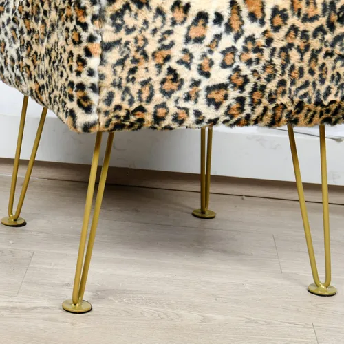 Miniatura 5 de Otomano cuadrado con estampado de leopardo de 17"x17"x17", de piel sintética, banco de entrada, reposapiés, taburete, asiento de acento, otomano