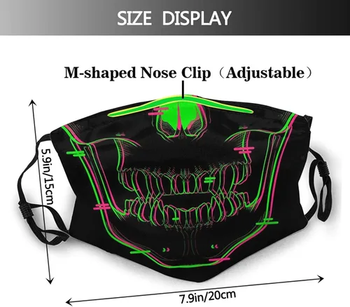 Miniatura 2 de Máscara facial gótica, lavable, reutilizable, pasamontañas, a prueba de polvo, bufandas de moda con 2 filtros para unisex