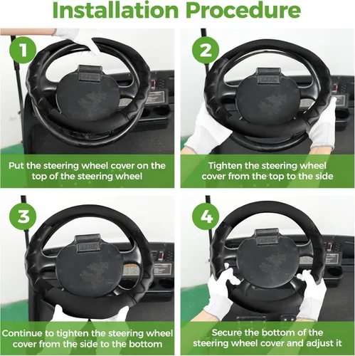 Miniatura 5 de 10L0L Fundas para volante de carrito de golf de 13 pulgadas para EZGO TXT&RXV, funda antideslizante de microfibra mejorada con piel sintética