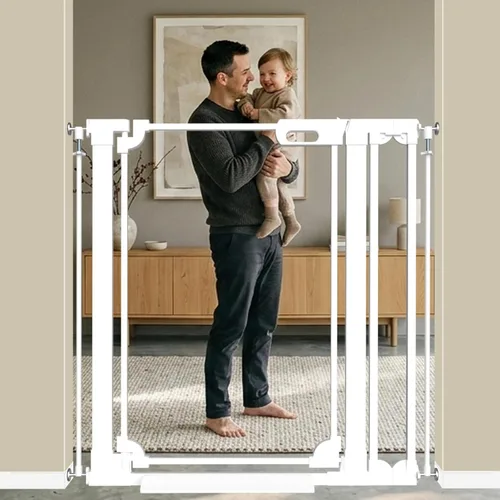 WAOWAO Puerta de acrílico transparente extra alta de 40 pulgadas para bebés y niños con doble cerradura, 29.5-37.37 pulgadas de ancho, puerta de