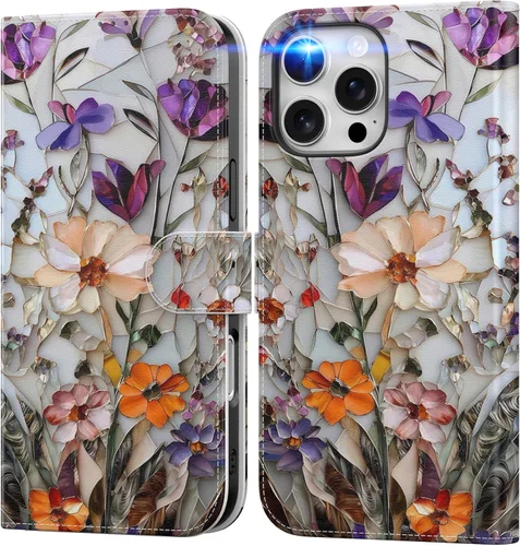 Miniatura 26 de DEENAKIN Funda tipo cartera para iPhone 15 con tarjetero + clip para efectivo, bloqueo RFID, protección contra caídas de grado militar y obras
