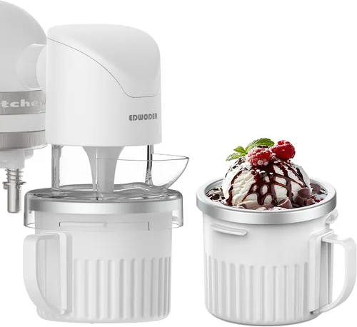 Two Bowl - Accesorio para hacer helados para todos los mezcladores de pie KitchenAid, hace helado casero, gelato, sorbete, yogur congelado