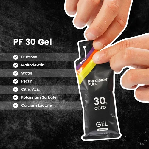 Miniatura 5 de Geles de Energía Precision Fuel PF30 - Geles de Sabor Neutro y Suave para Correr para Atletas de Resistencia, 30g de Carbohidratos, Fáciles