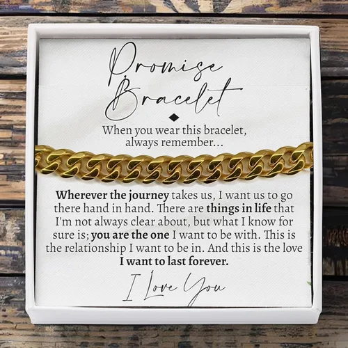 Miniatura 8 de Love You This Much Pulsera cubana de promesa, regalo romántico para novio, regalo de agradecimiento para novio, bonito regalo pequeño para novio