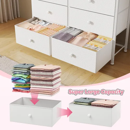 Miniatura 10 de Bepatio Cómoda para dormitorio con 12 cajones, cómoda de tela y cómoda con marco de metal resistente, parte superior de madera, para mujer, 38.9