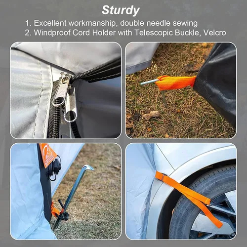 Miniatura 6 de Toldo inflable para automóvil, plegable, portátil, con bolsa de transporte, tela Oxford 210D, impermeable y protector solar, instalación rápida en 3